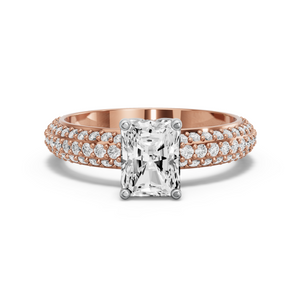 Image for Radiant Tulip Basket Ring with Triple Row Pave band