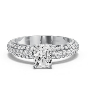 Image for Radiant Tulip Basket Ring with Triple Row Pave band