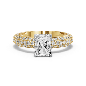 Image for Radiant Tulip Basket Ring with Triple Row Pave band