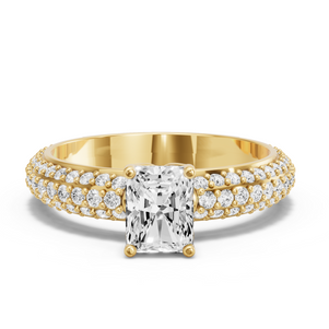 Image for Radiant Tulip Basket Ring with Triple Row Pave band