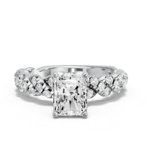 Image for Radiant Tulip Basket Ring with Twist Pave band
