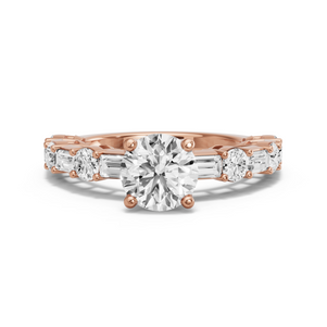 Image for Round Tulip Basket Ring with Alternating Baguette band
