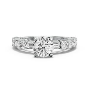 Image for Round Tulip Basket Ring with Alternating Baguette band