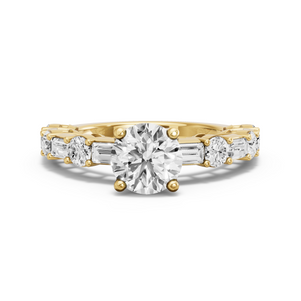 Image for Round Tulip Basket Ring with Alternating Baguette band
