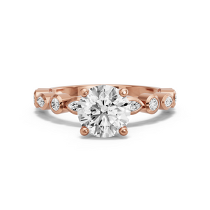 Image for Round Tulip Basket Ring with Alternating Marquise band