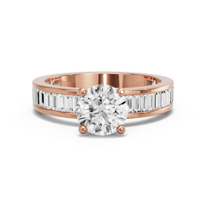 Image for Round Tulip Basket Ring with Baguette Channel band