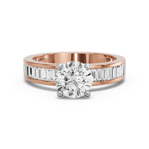 Image for Round Tulip Basket Ring with Baguette Channel band