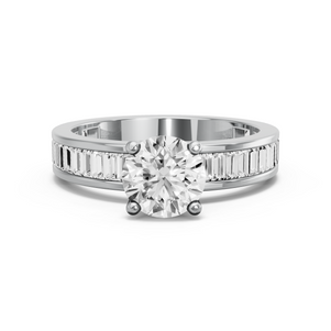 Image for Round Tulip Basket Ring with Baguette Channel band