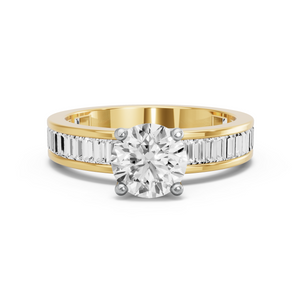Image for Round Tulip Basket Ring with Baguette Channel band