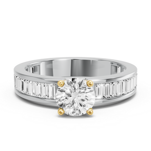 Image for Round Tulip Basket Ring with Baguette Channel band