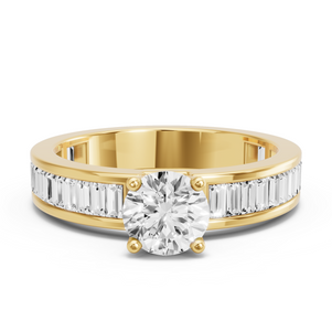 Image for Round Tulip Basket Ring with Baguette Channel band