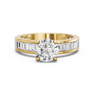 Image for Round Tulip Basket Ring with Baguette Channel band