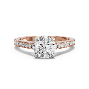 Image for Round Tulip Basket Ring with Cathedral Pave band