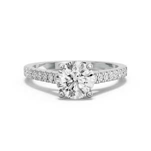 Image for Round Tulip Basket Ring with Cathedral Pave band