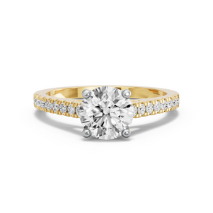 Image for Round Tulip Basket Ring with Cathedral Pave band