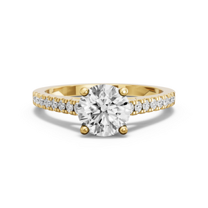 Image for Round Tulip Basket Ring with Cathedral Pave band