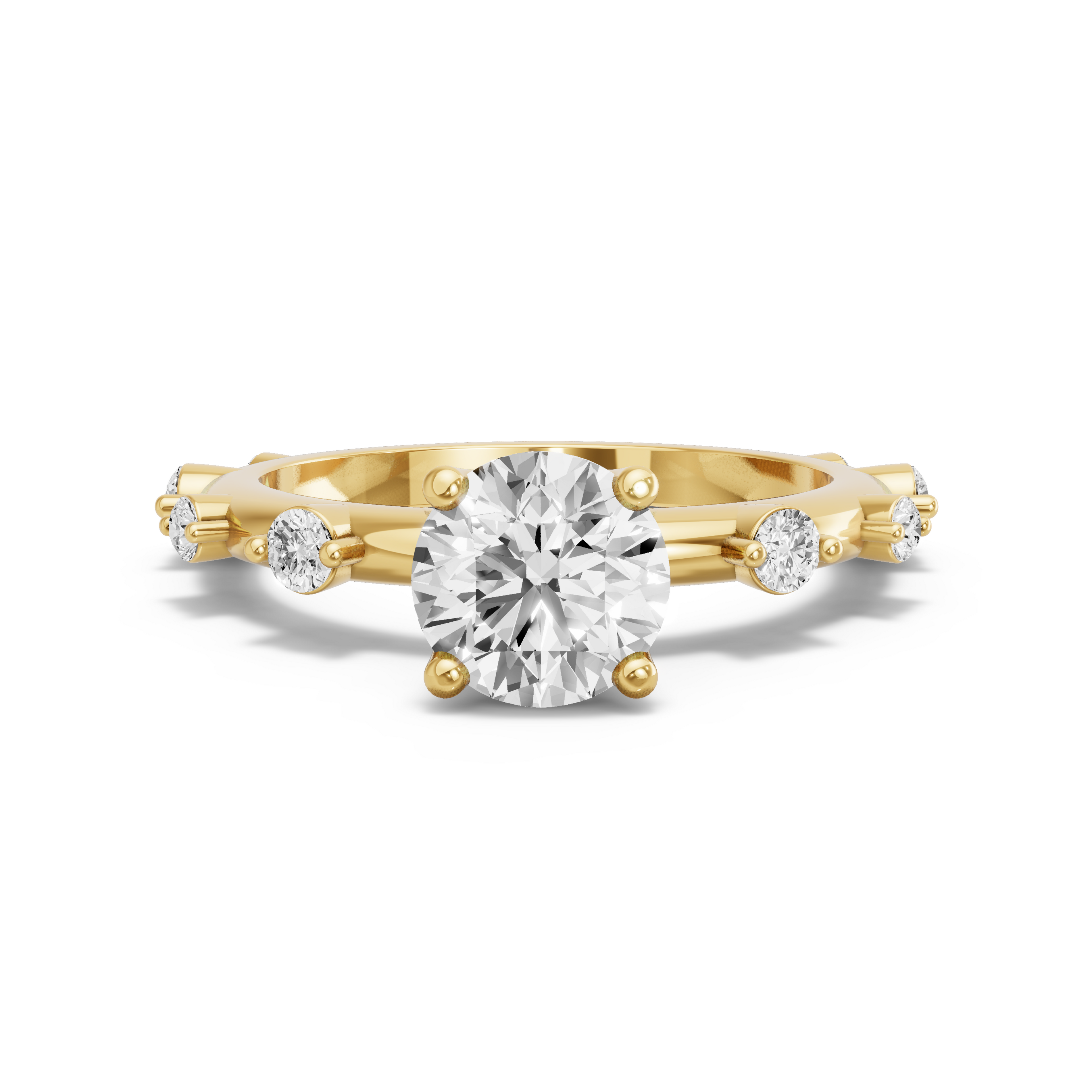 Image for Round Tulip Basket Ring with Floating Station band in 18K Yellow Gold
