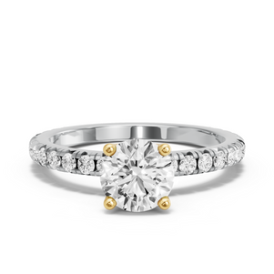 Image for Round Tulip Basket Ring with French Pave band