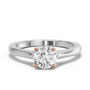 Image for Round Tulip Basket Ring with Knife Edge Cathedral band