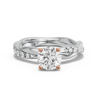Image for Round Tulip Basket Ring with Rope Pave band