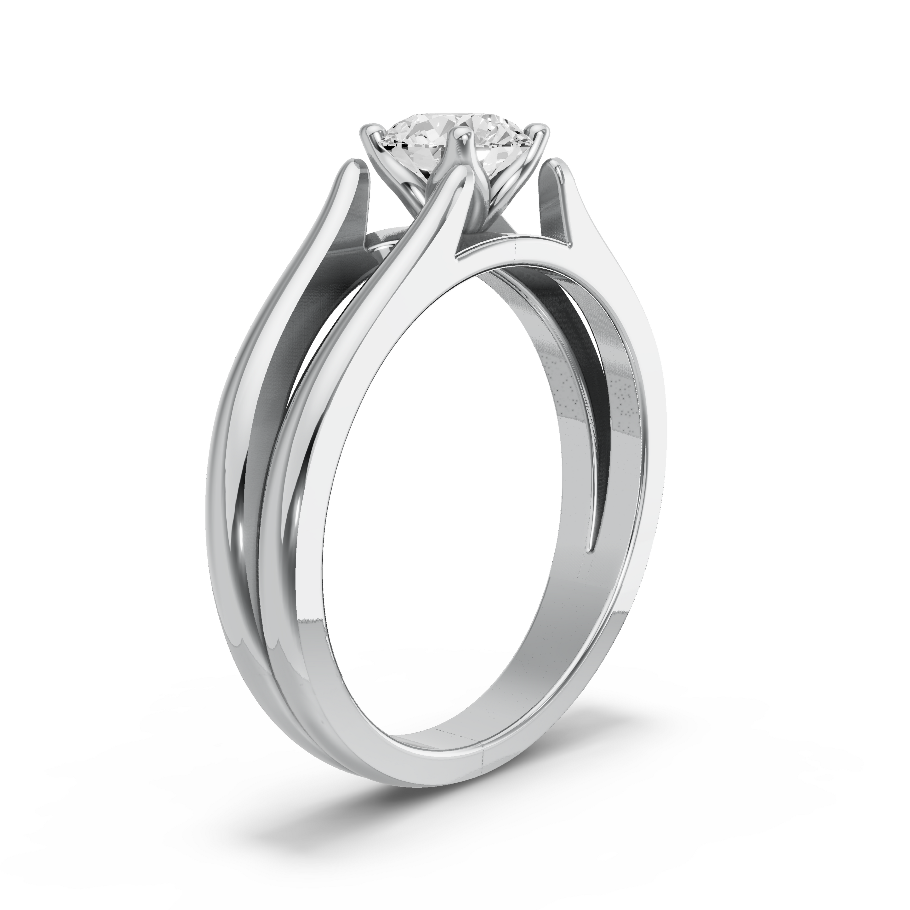 Image for Round Tulip Basket Ring with Split Ring Solitaire band in 950 Platinum