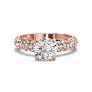 Image for Round Tulip Basket Ring with Triple Row Pave band