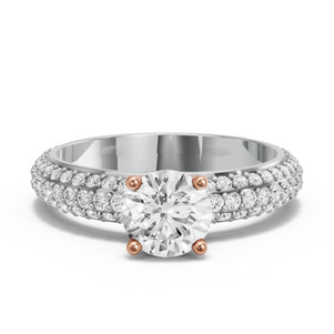 Image for Round Tulip Basket Ring with Triple Row Pave band