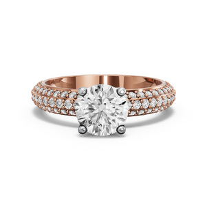 Image for Round Tulip Basket Ring with Triple Row Pave band