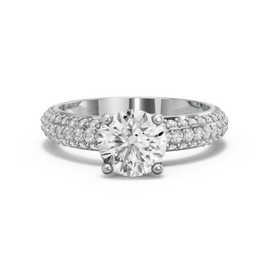 Image for Round Tulip Basket Ring with Triple Row Pave band
