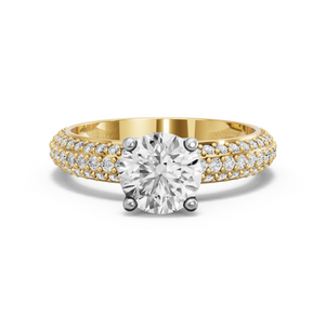 Image for Round Tulip Basket Ring with Triple Row Pave band