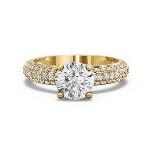 Image for Round Tulip Basket Ring with Triple Row Pave band