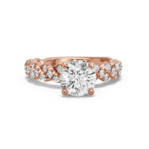 Image for Round Tulip Basket Ring with Twist Pave band