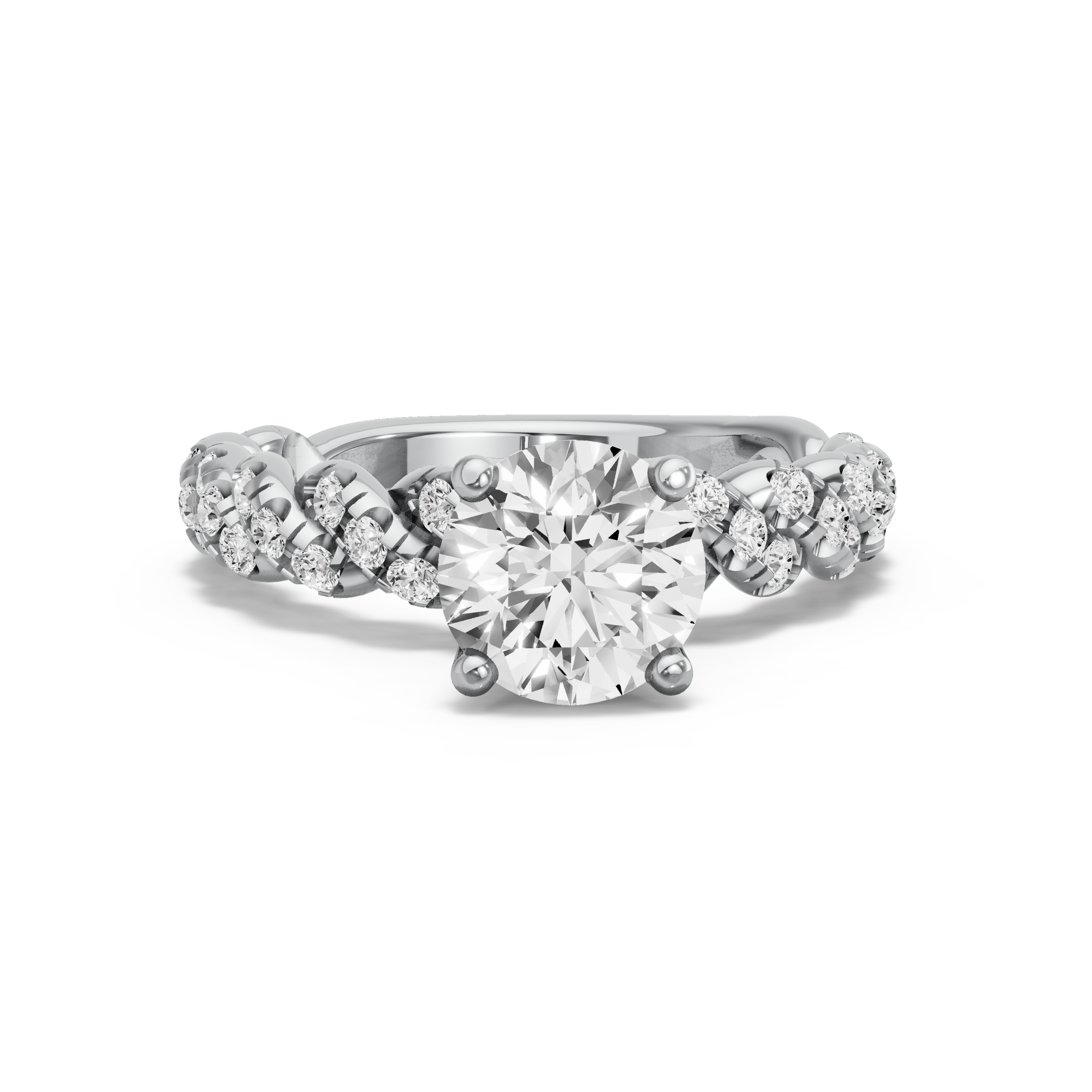 Round Tulip Basket Ring with Twist Pave band – Antiquecut