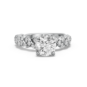 Image for Round Tulip Basket Ring with Twist Pave band