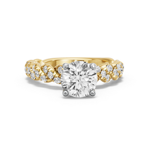 Image for Round Tulip Basket Ring with Twist Pave band
