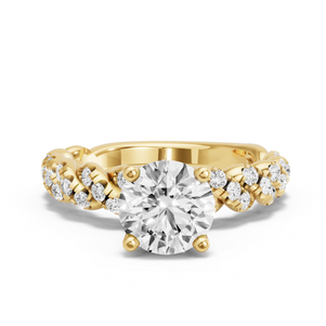 Image for Round Tulip Basket Ring with Twist Pave band