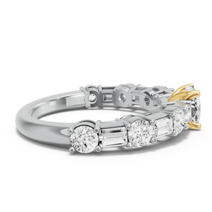 Image for Cushion Tulip Basket Ring with Alternating Baguette band