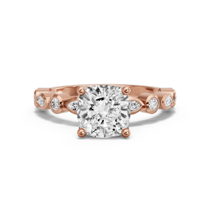 Image for Square Cushion Tulip Basket Ring with Alternating Marquise band