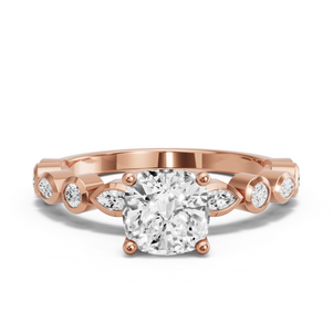 Image for Square Cushion Tulip Basket Ring with Alternating Marquise band
