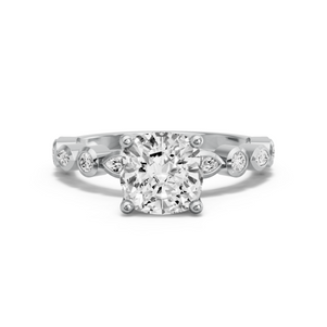 Image for Square Cushion Tulip Basket Ring with Alternating Marquise band