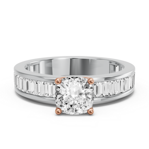 Image for Cushion Tulip Basket Ring with Baguette Channel band