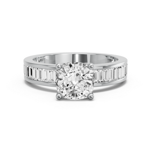 Image for Cushion Tulip Basket Ring with Baguette Channel band
