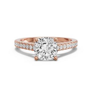 Image for Cushion Tulip Basket Ring with Cathedral Pave band