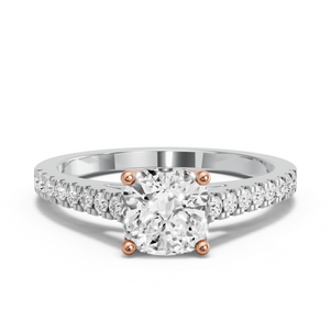 Image for Square Cushion Tulip Basket Ring with Cathedral Pave band