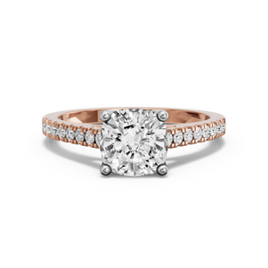 Image for Square Cushion Tulip Basket Ring with Cathedral Pave band