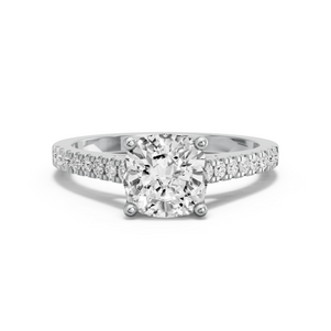 Image for Cushion Tulip Basket Ring with Cathedral Pave band