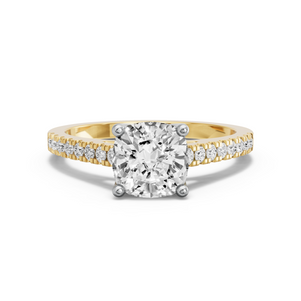 Image for Square Cushion Tulip Basket Ring with Cathedral Pave band