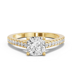 Image for Square Cushion Tulip Basket Ring with Cathedral Pave band