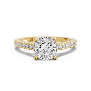 Image for Square Cushion Tulip Basket Ring with Cathedral Pave band