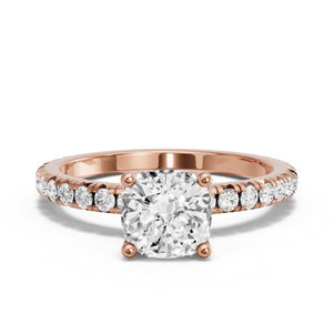 Image for Cushion Tulip Basket Ring with French Pave band